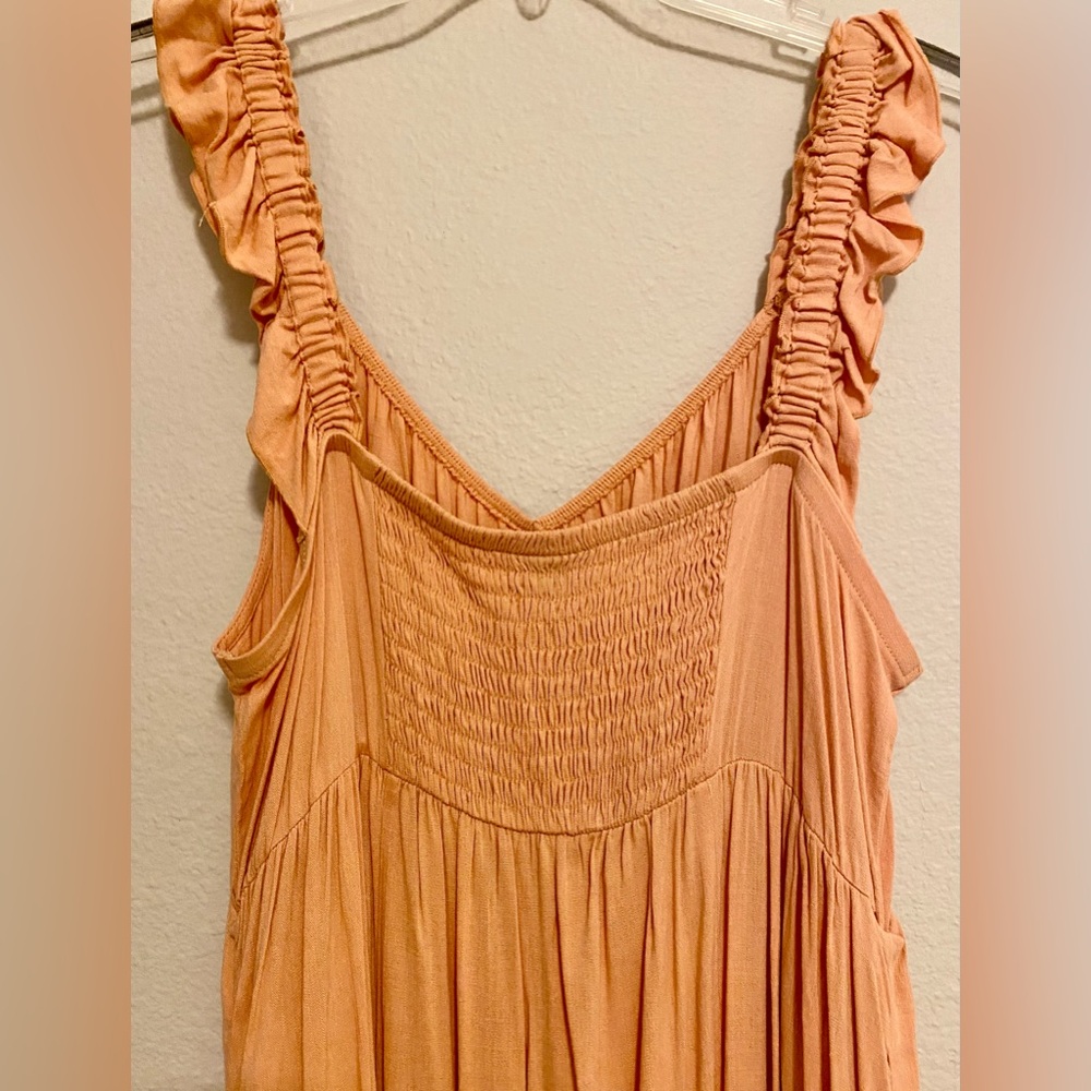 Torrid Peach Rayon Slub Ruffle Strap Tiered Maxi Dress - Size 2X - 18-20 - NWOT! - Picture 7 of 10
